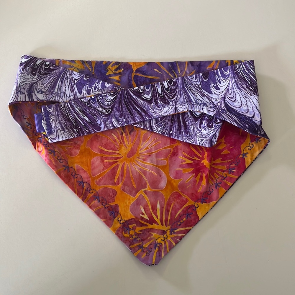 Reversible handmade dog bandanna